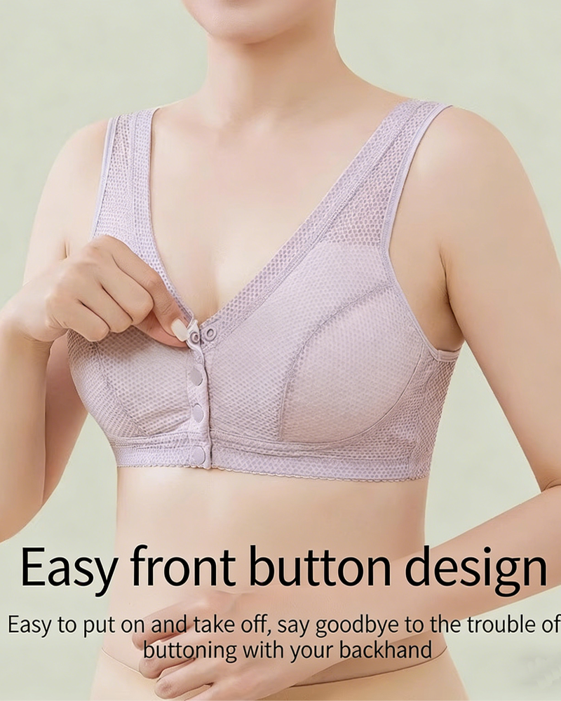 Comfort Front-Closure Wirefree Bra in Gray - Everyday Comfort | Lumisensy