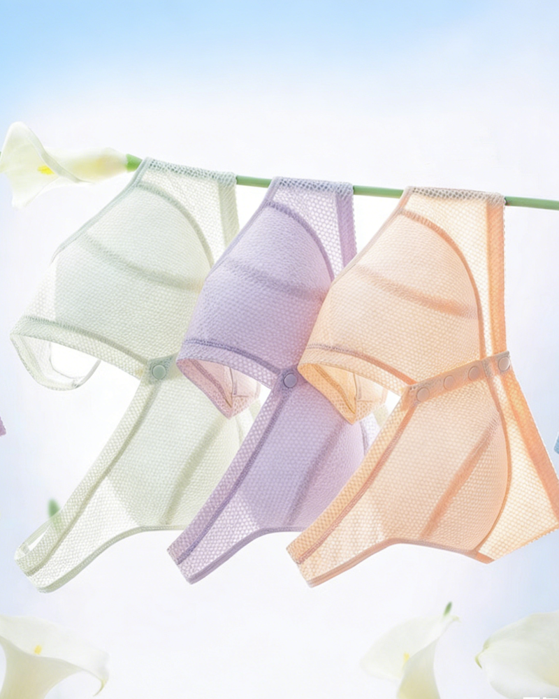 Comfort Front-Closure Wirefree Bra in Purple - Everyday Comfort | Lumisensy