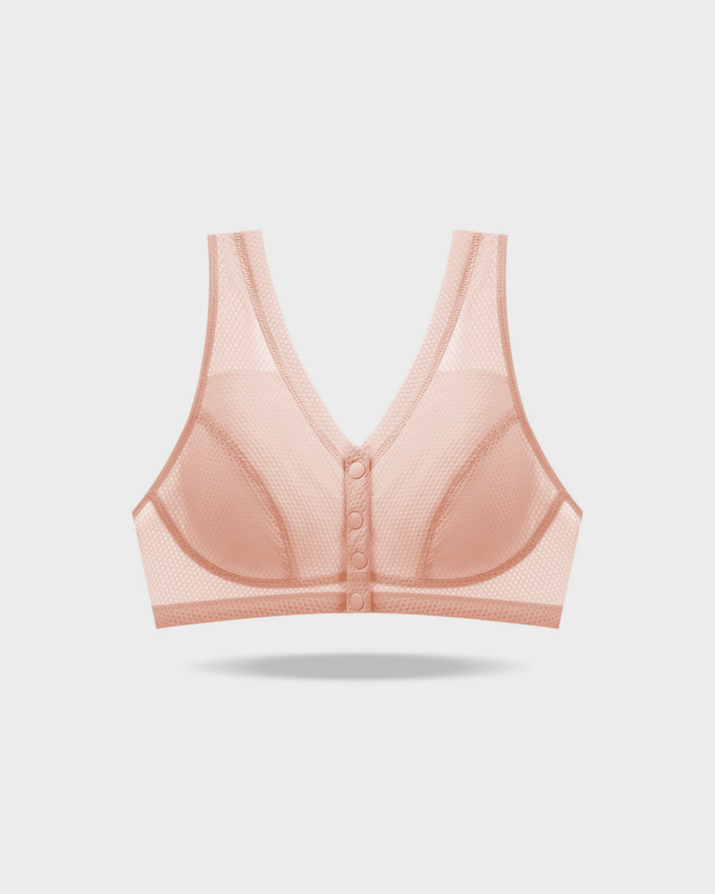 Comfort Front-Closure Wirefree Bra in Pink - Everyday Comfort | Lumisensy