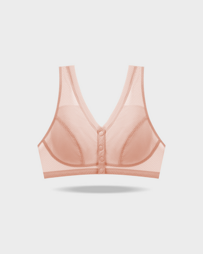 Comfort Front-Closure Wirefree Bra in Pink - Everyday Comfort | Lumisensy
