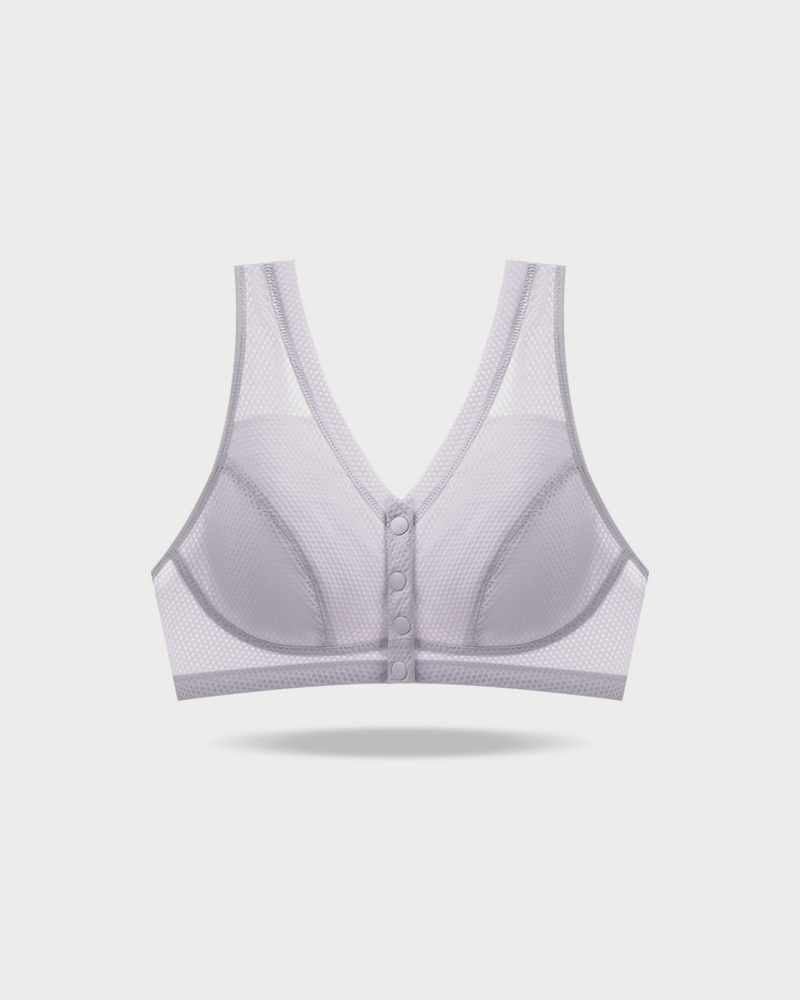 Comfort Front-Closure Wirefree Bra in Gray - Everyday Comfort | Lumisensy