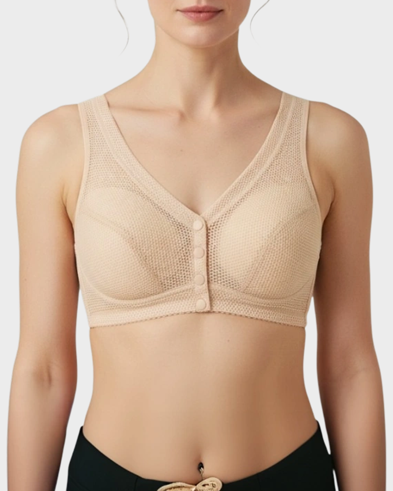 Comfort Front-Closure Wirefree Bra in Gray - Everyday Comfort | Lumisensy
