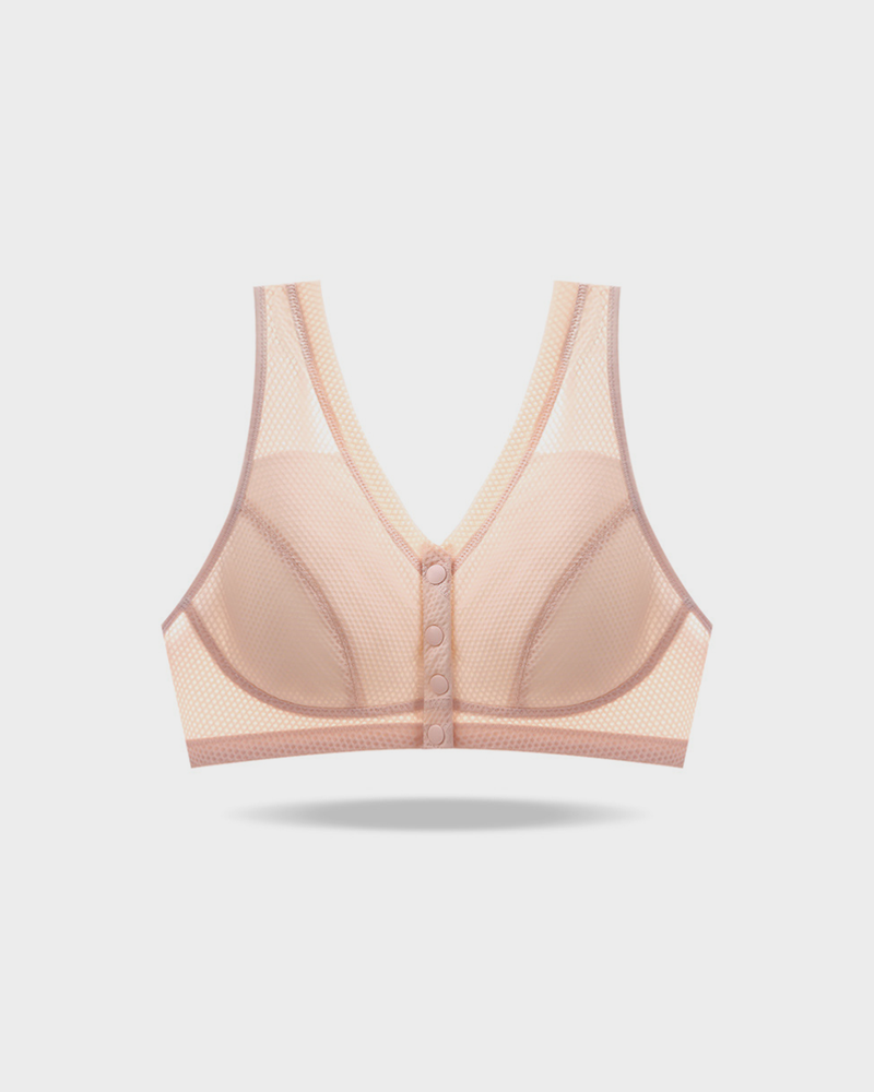 Comfort Front-Closure Wirefree Bra in Gray - Everyday Comfort | Lumisensy