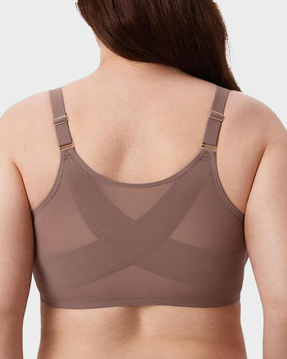 Front Closure Mesh Support Bra in Black - Everyday Comfort | Lumisensy