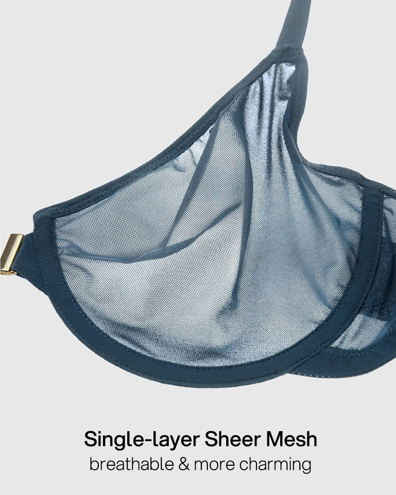 Front Closure Mesh Support Bra in Black - Everyday Comfort | Lumisensy