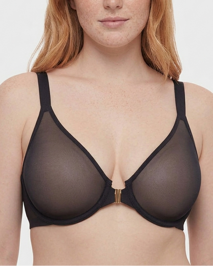 Front Closure Mesh Support Bra in Brown Purple - Everyday Comfort | Lumisensy
