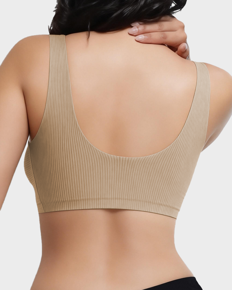 Comfort Wireless Vest Bra in Khaki - Wireless Comfort | Lumisensy