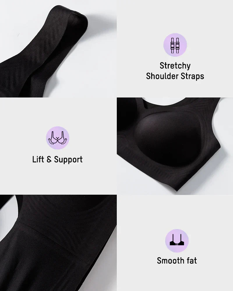 Lifting Wire-Free Antibacterial Jelly Bra in Black - Cloud-Lift Support | Lumisensy