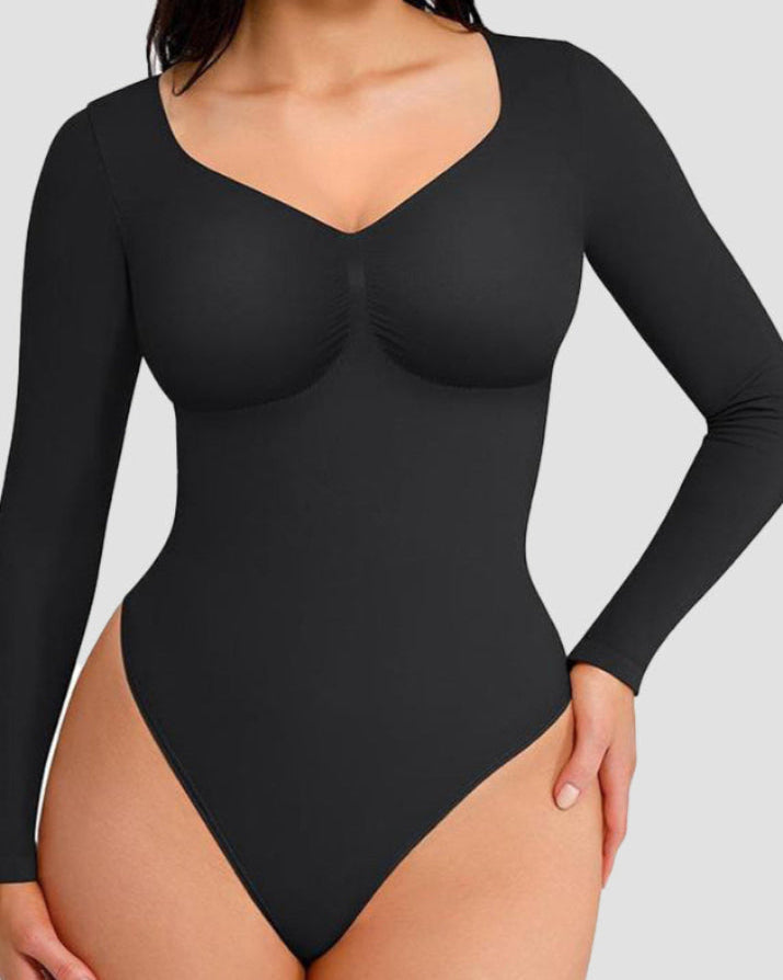 Lumisensy® Seamless V-Neck Long-Sleeve Shaping Bodysuit