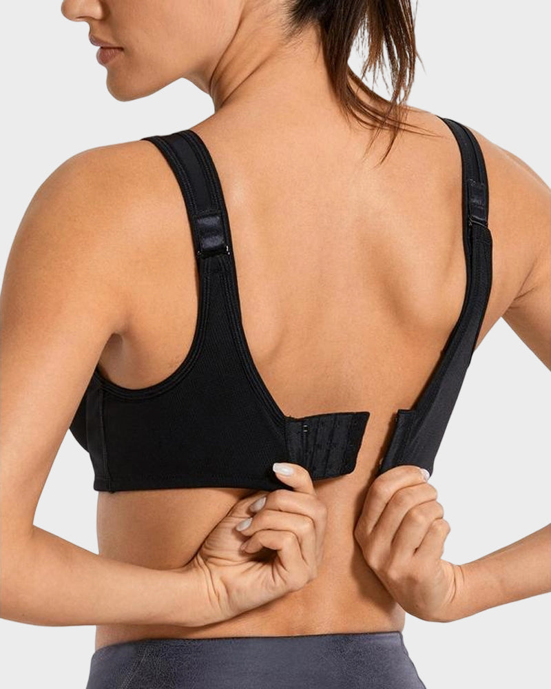 Max Control Outside-Wire High Impact Sports Bra in Black - Tummy Control | Lumisensy