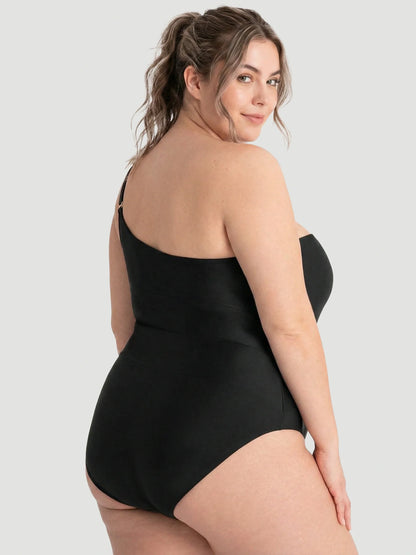 One Shoulder Shaping Swimsuit in Black - Everyday Comfort | Lumisensy