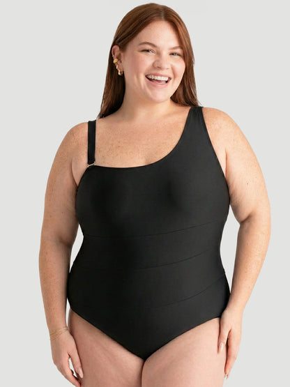 One Shoulder Shaping Swimsuit in Black - Everyday Comfort | Lumisensy