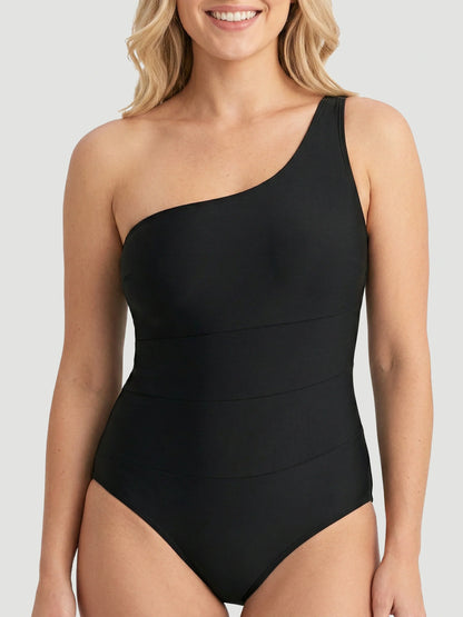 One Shoulder Shaping Swimsuit in Black - Everyday Comfort | Lumisensy