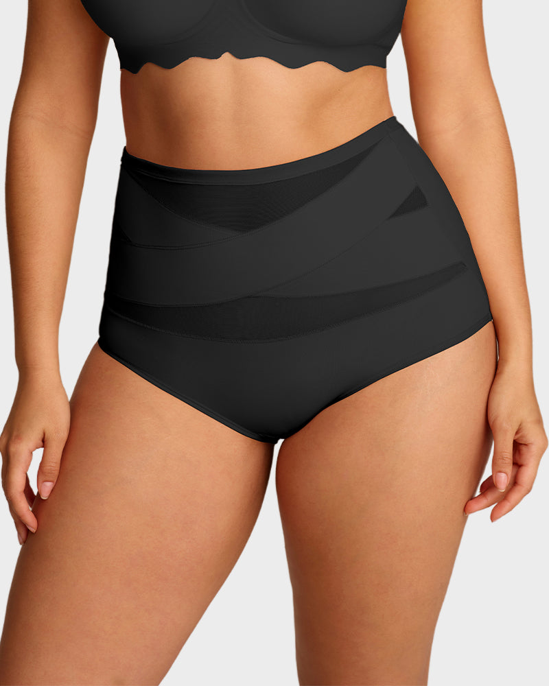 Lumisensy® Plus-Size High-Waist Cross Tummy Control Panties (5 Pack)