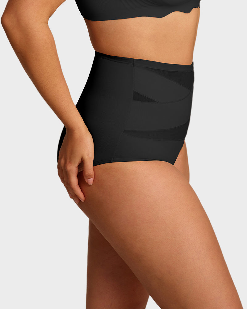 Lumisensy® Plus-Size High-Waist Cross Tummy Control Panties (5 Pack)