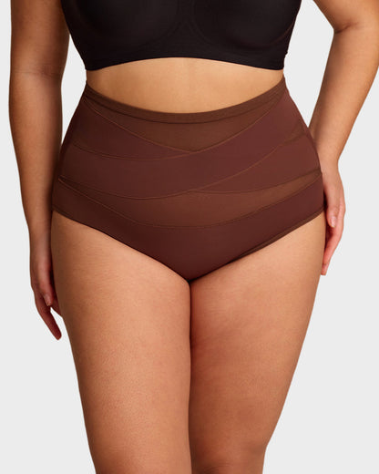 Lumisensy® Plus-Size High-Waist Cross Tummy Control Panties (5 Pack)