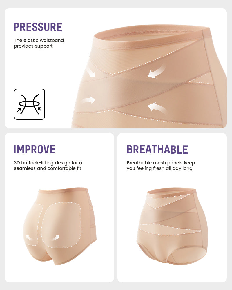 Lumisensy® Plus-Size High-Waist Cross Tummy Control Panties (5 Pack)
