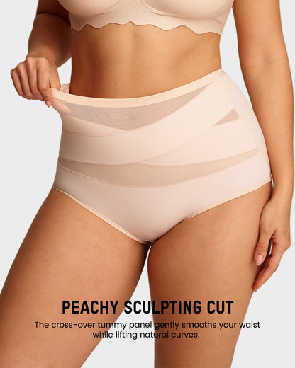 Lumisensy® Plus-Size High-Waist Cross Tummy Control Panties (5 Pack)