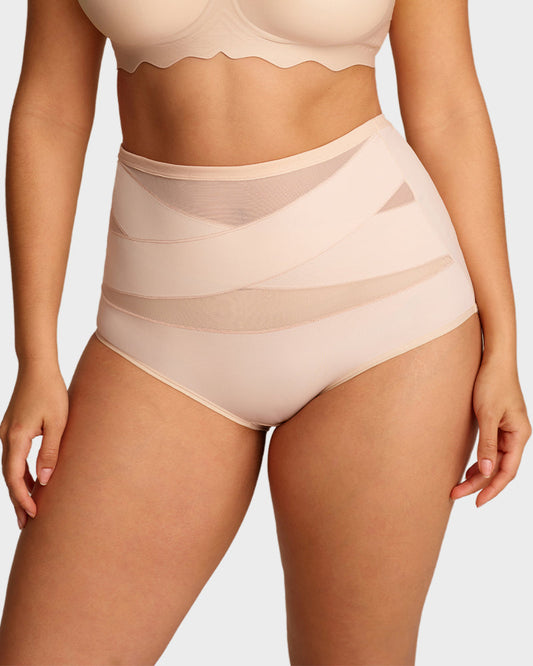 Lumisensy® Plus-Size High-Waist Cross Tummy Control Panties (5 Pack)