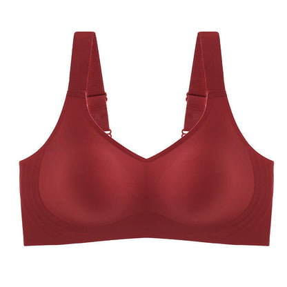 Wire-Free Push-Up Seamless Full-Cup Bra in Red - Wireless Comfort | Lumisensy