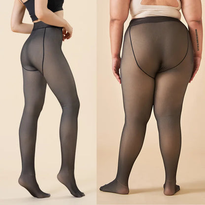 PLUS SIZE COMPRESSION FLEECE LEGGINGS SHAPING TIGHTS in Gray Heeless - Plus Size Support | Lumisensy