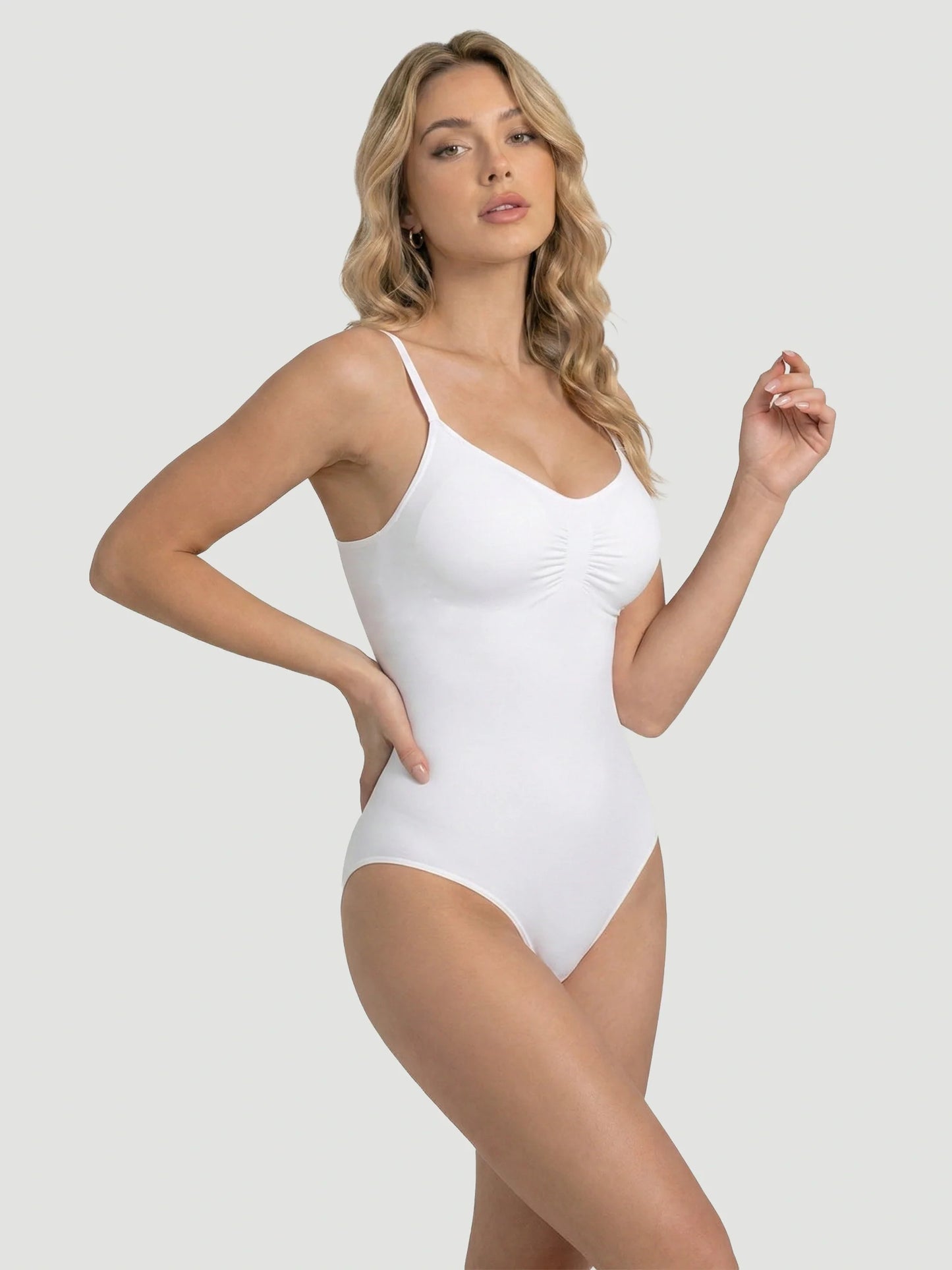 Seamless Sculpt Brief Shapewear Bodysuit in White - Tummy Control | Lumisensy