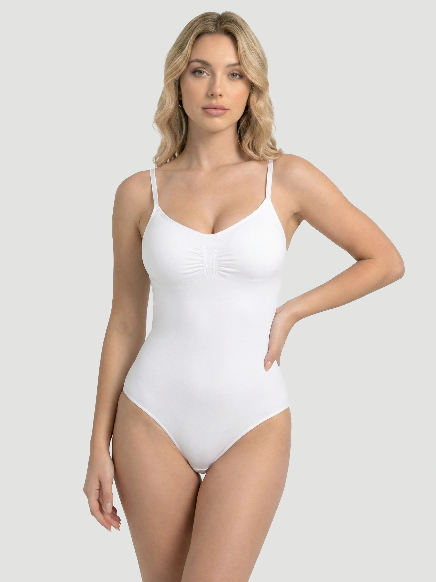 Seamless Sculpt Brief Shapewear Bodysuit in White - Tummy Control | Lumisensy