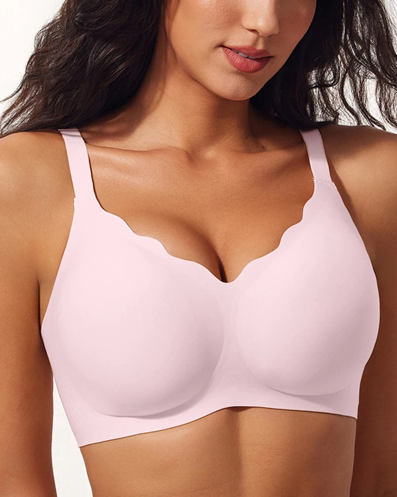 Seamless Wireless Supportive Bra Plus Size Underwear in White - Wireless Comfort | Lumisensy