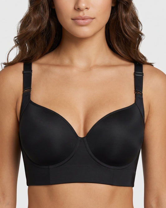 Confident Push-Up Full-Cup Bra in Black - Everyday Comfort | Lumisensy