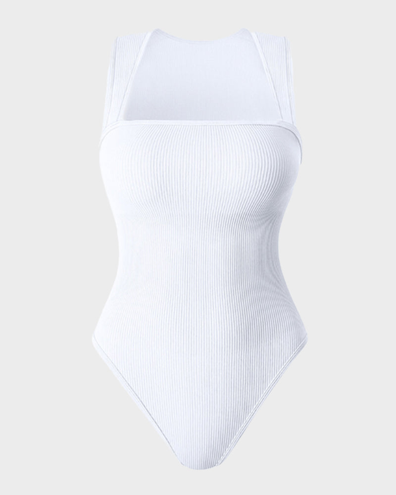Slim Tummy-Tuck Bodysuit in White - Tummy Control | Lumisensy