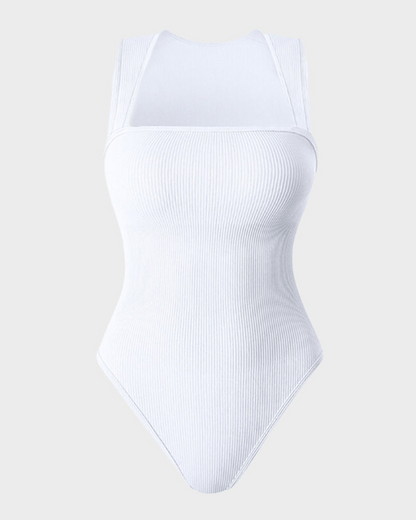 Slim Tummy-Tuck Bodysuit in White - Tummy Control | Lumisensy