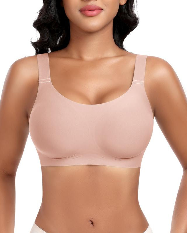 Wire-Free Push-Up Seamless Full-Cup Bra in Pink - Wireless Comfort | Lumisensy