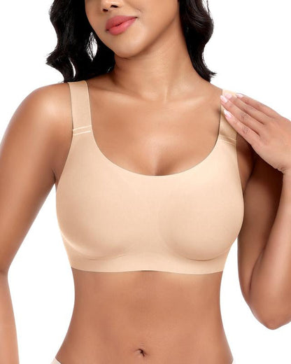 Wire-Free Push-Up Seamless Full-Cup Bra in Black - Wireless Comfort | Lumisensy