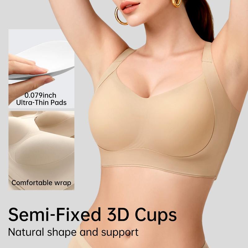 Wireless Push-Up Seamless Jelly Bra in Red - Cloud-Lift Support | Lumisensy