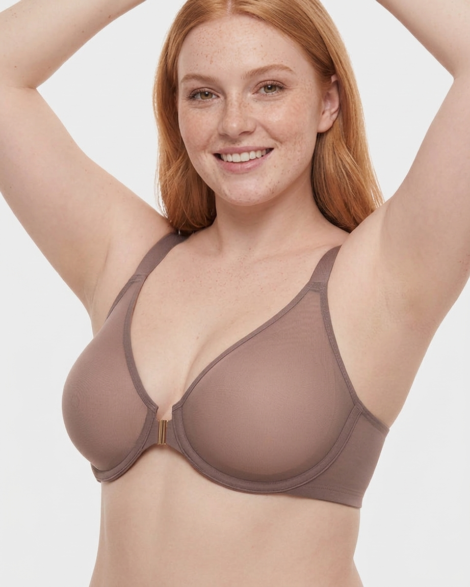 Front Closure Mesh Support Bra in Dark Blue - Everyday Comfort | Lumisensy