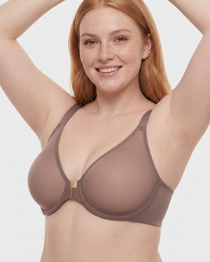 Front Closure Mesh Support Bra in Dark Blue - Everyday Comfort | Lumisensy