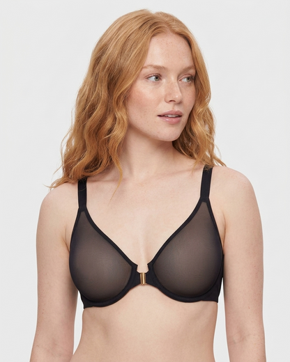 Front Closure Mesh Support Bra in Dark Blue - Everyday Comfort | Lumisensy