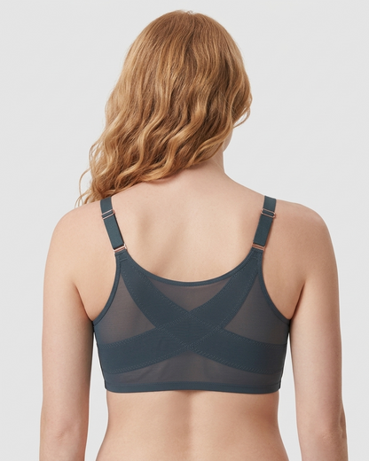 Front Closure Mesh Support Bra in Black - Everyday Comfort | Lumisensy