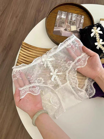 Lumisensy® Sheer Floral Lace Bow Panties with Cotton Gusset