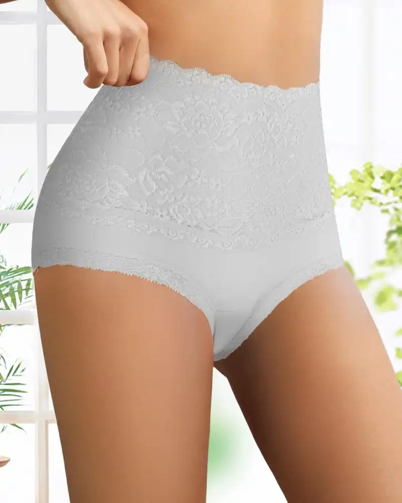 Floral Lace High-Waist Cotton Briefs 3-Pack Pink Skin Green - Soft Cotton | Lumisensy