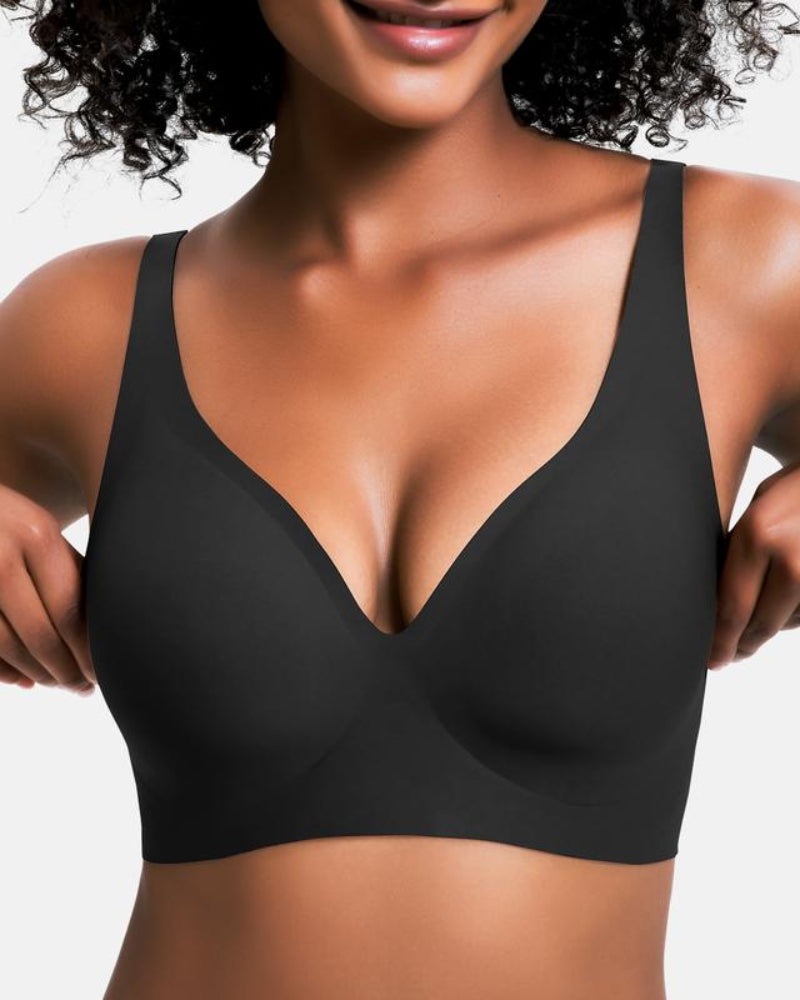 Jelly Wireless Seamless Deep V Push Up Bra in Nude - Cloud-Lift Support | Lumisensy