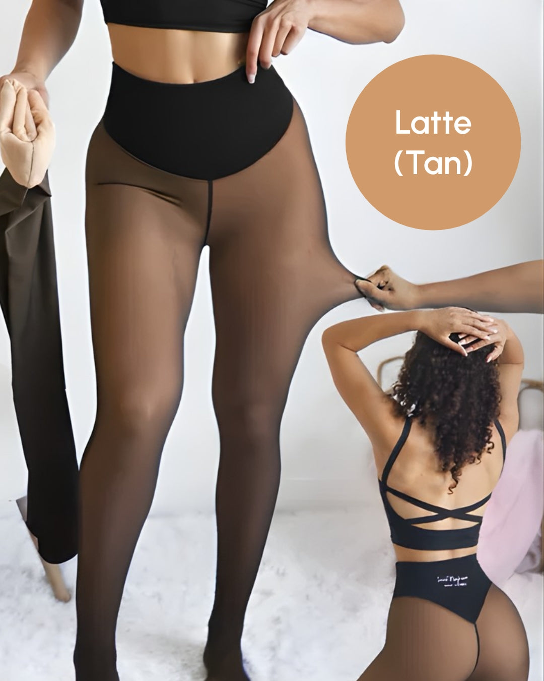 Snatched One-Seam Sheer Fleece Leggings in Latte Tan - Everyday Comfort | Lumisensy