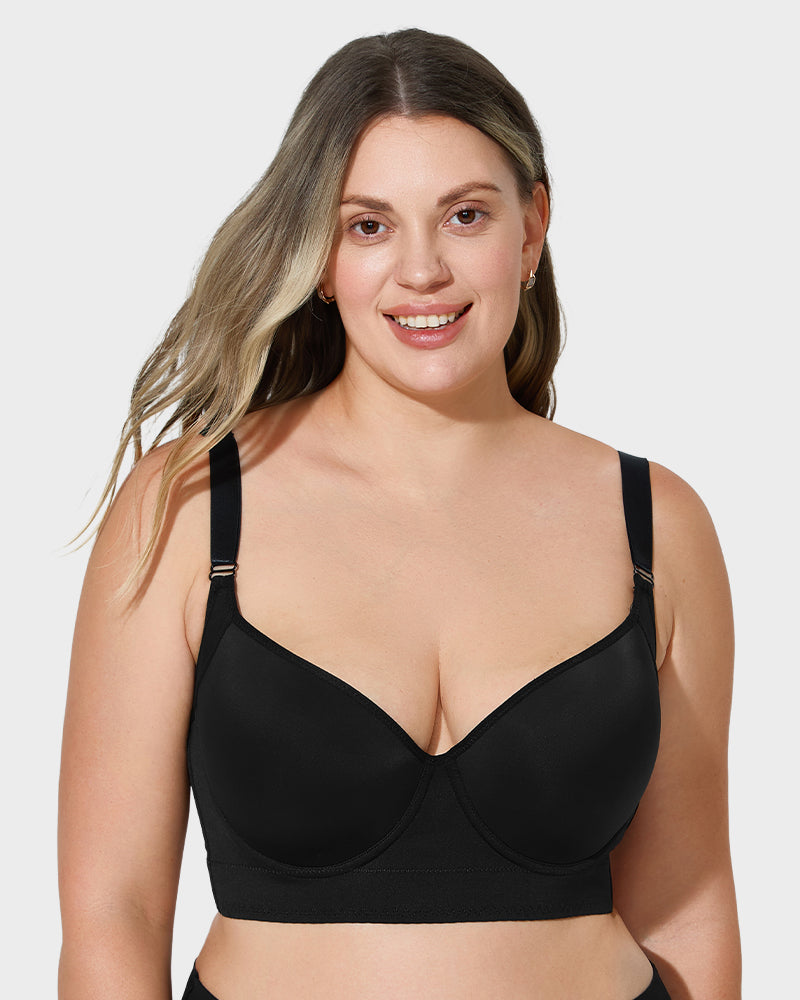 Confident Push-Up Full-Cup Bra in Black - Everyday Comfort | Lumisensy