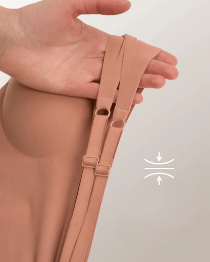 Fit Bra with Removable Pads and Thin Straps in Brown - Thin Strap Design | Lumisensy