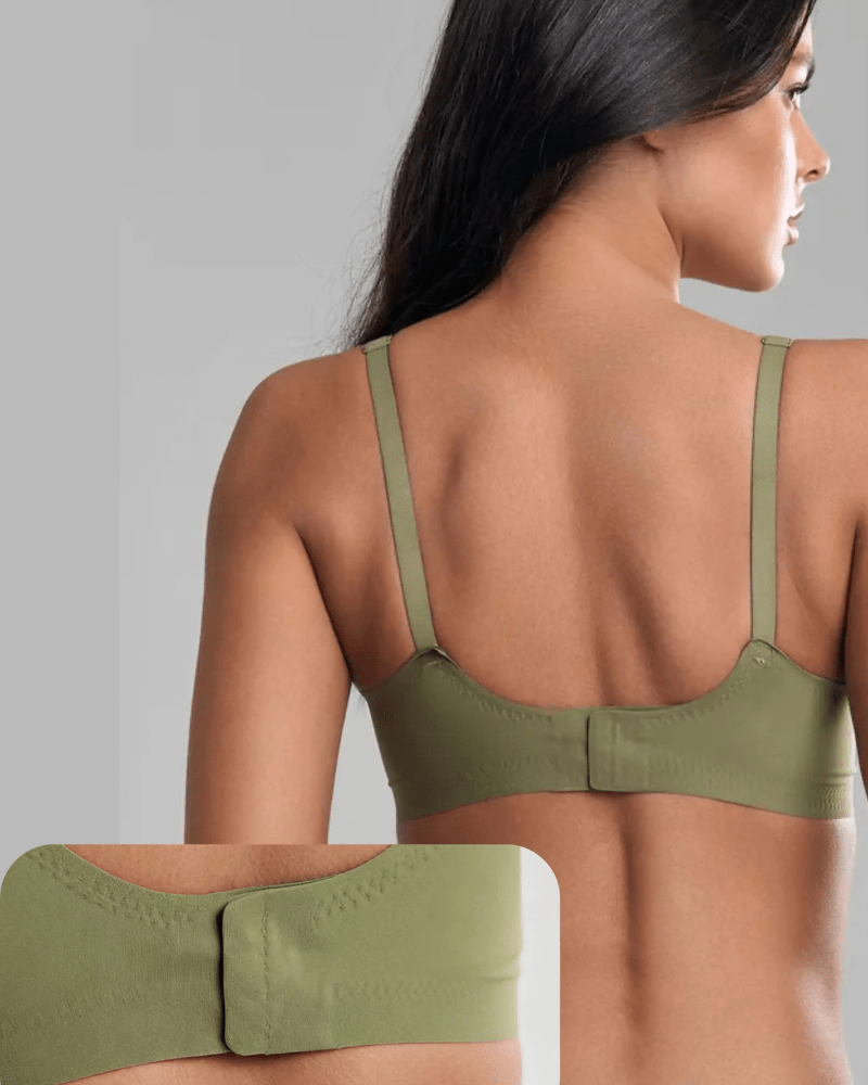 Fit Bra with Removable Pads and Thin Straps in Brown - Thin Strap Design | Lumisensy