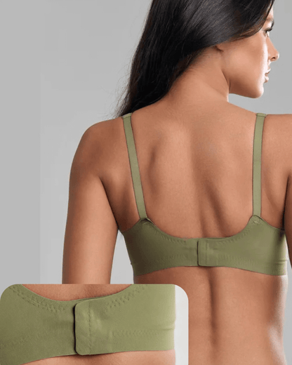 Fit Bra with Removable Pads and Thin Straps in Brown - Thin Strap Design | Lumisensy