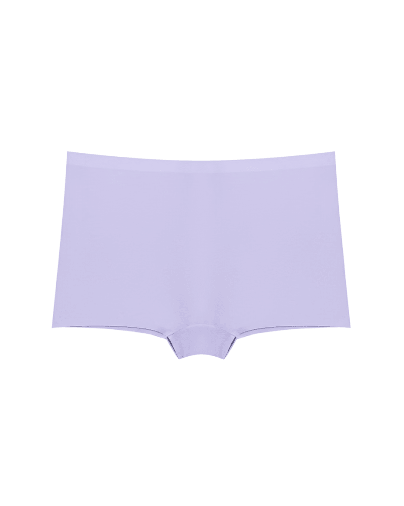 Seamless ice silk boyshort underwear in light lavender, front view, comfortable fit