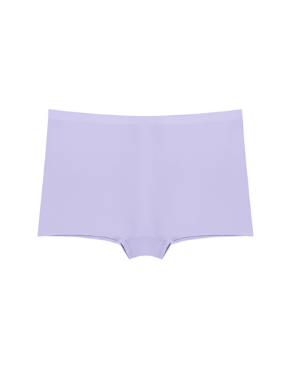 Seamless ice silk boyshort underwear in light lavender, front view, comfortable fit