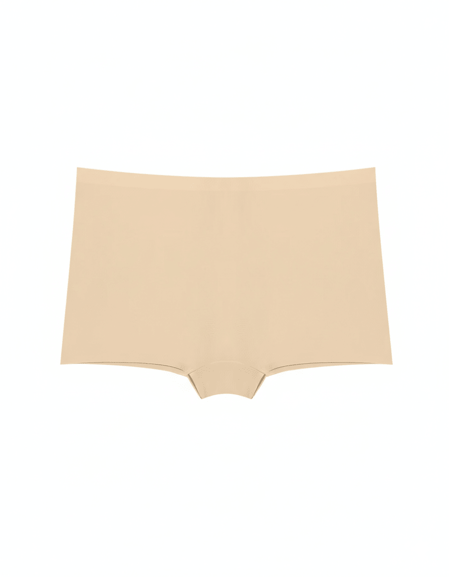 Seamless nude ice silk boyshort underwear on white background