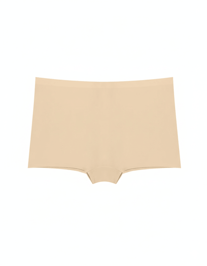 Seamless nude ice silk boyshort underwear on white background